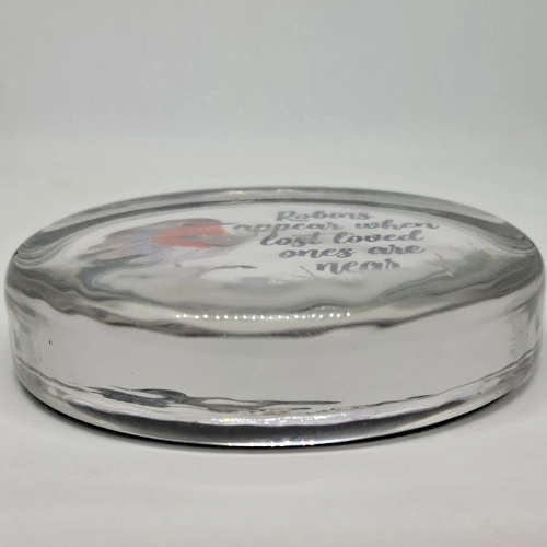 Personalised glass paperweight side