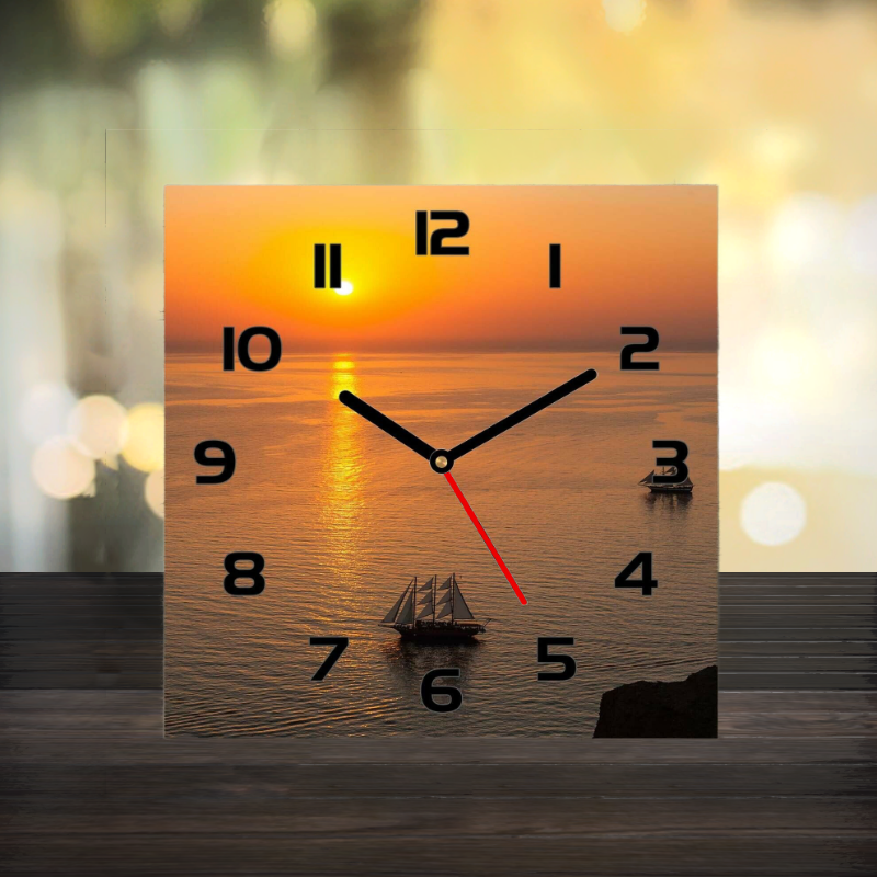 glass square clock 30cm