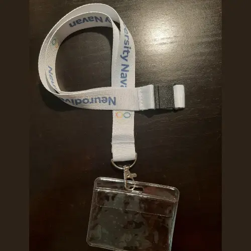 Personalised lanyards with text Neurodiversity Navan