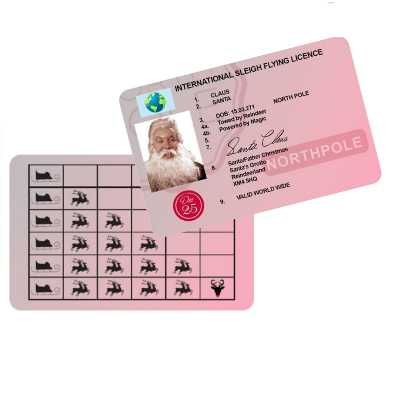 Santa's international flying licence, double sided flying licence