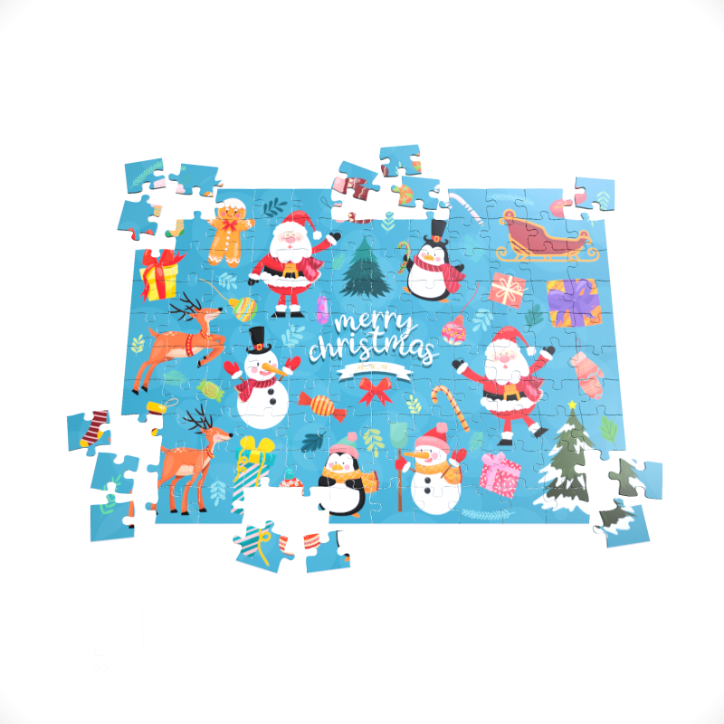 xmas puzzle Personalised Christmas small cardboard jigsaw puzzle with Christmas decorations Merry Christmas