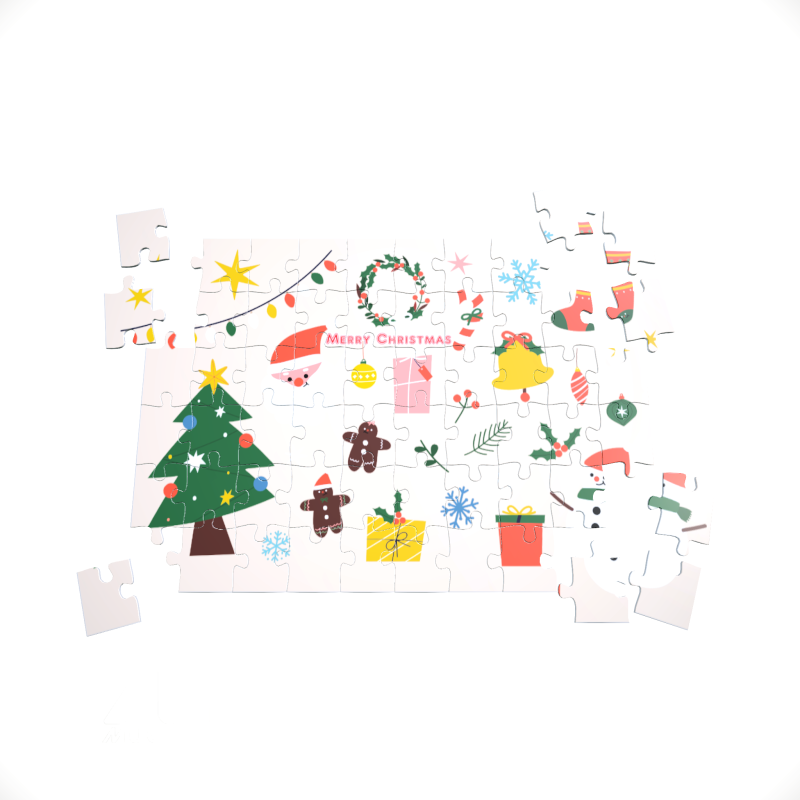 xmas-puzzle2 96 pcs 190x280mm Personalised Christmas small cardboard jigsaw puzzle with Christmas decorations Merry Christmas
