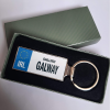 Personalised keyring metal rectangle 'licence plate' Galway