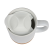 Ceramic cup with lid & removable cork base 57765 Personalised ceramic mug with lid & cork base.