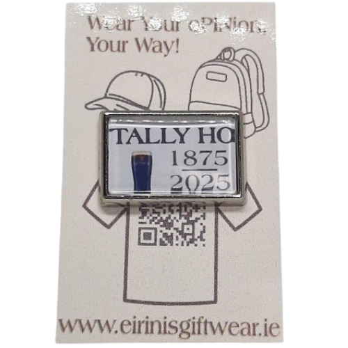 Silver Coloured Metal Lapel Tie Pin Tally Ho a pint of Guinness 1875 - 2025