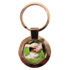 Round Metal Keyring - Rose Gold Coloured personalised with a photo of a kissing couple