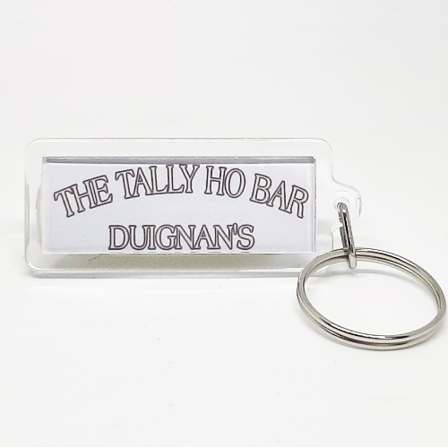Personalised Slim Rectangle Plastic Keyring 3232 Personalised Slim Rectangle Plastic Keyring The Tally ho bar Duignan's