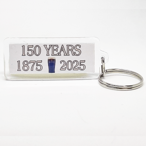 Personalised Slim Rectangle Plastic Keyring 533 Personalised Slim Rectangle Plastic Keyring 150 years 1875 a pint of Guinness 2025
