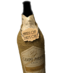 Liquor Decanter Tag & Wine Label, personalised with text hands off, Dad's only