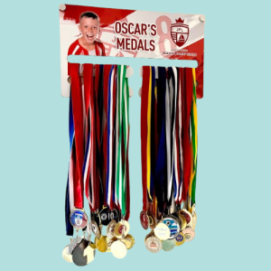 Personalised Metal Double medal holder with name Oscar's medals