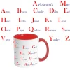 Personalised 11oz mug NATO Phonetic Alphabet, Aleksandra's mug, with red colour inside and handle