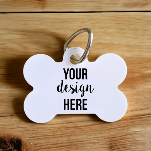 Bone shaped dog collar tag, your design here