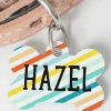 Bone shaped dog collar tag personalised with name Hazel