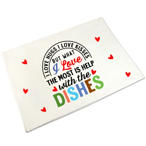 Personalised Cotton Tea Towel 'help with dishes'