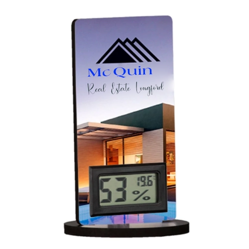 Personalised Digital thermometer for McQuin, Real estate Longford with a photo of a building