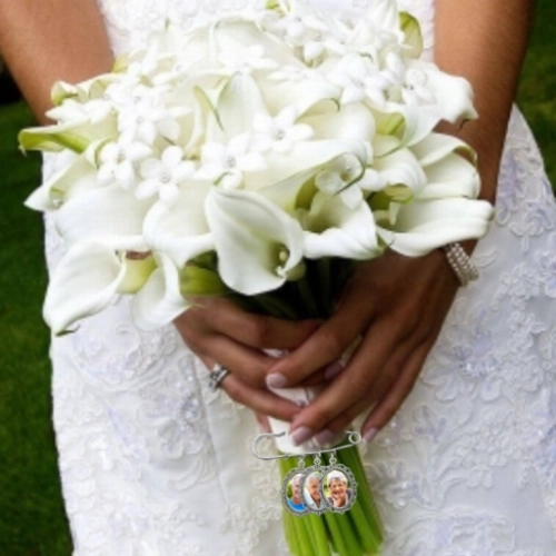Personalised Memorial Photo Bouquet Charm Pin with 3 photos