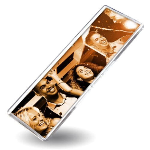 Personalised Panoramic Acrylic Fridge Magnets with a photo of 5 friends having fun