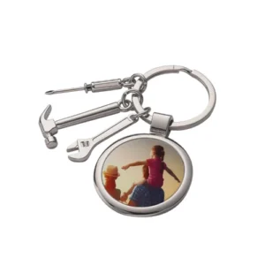 Tools Kit metallic keychain personalised with a family photo