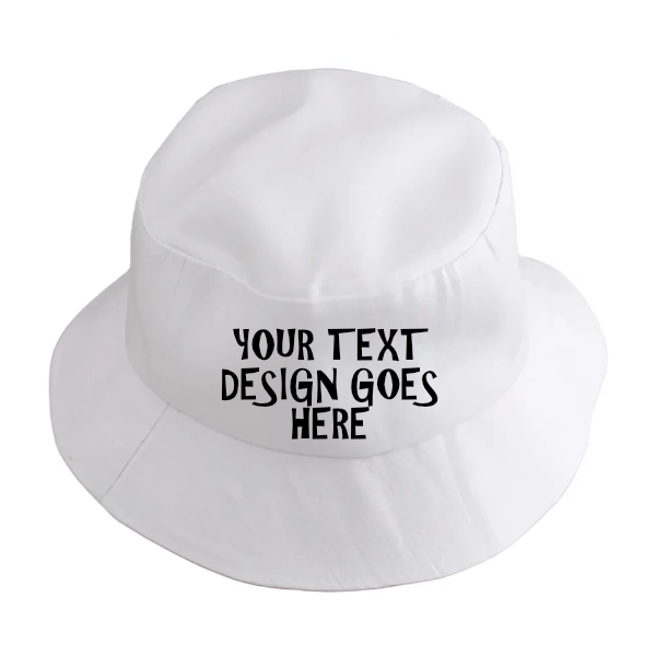 Personalised White Bucket Hat your text design goes here