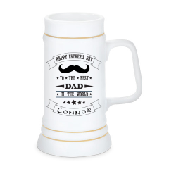 Personalised Beer Mug Upper Class 700ml, happy Father's day to the best dad in the world, love Conor